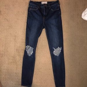 Free people dark wash distressed jeans